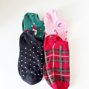 Old Navy Festive Ankle Socks Set - Green, Pink, Black, Red